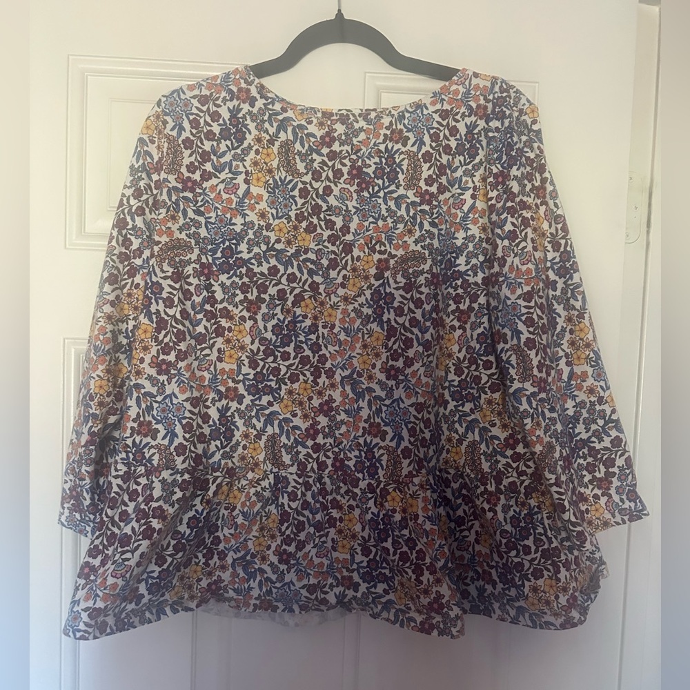 100% Cotton Talbot Women’s Floral Peplum 3/4 tee size xl